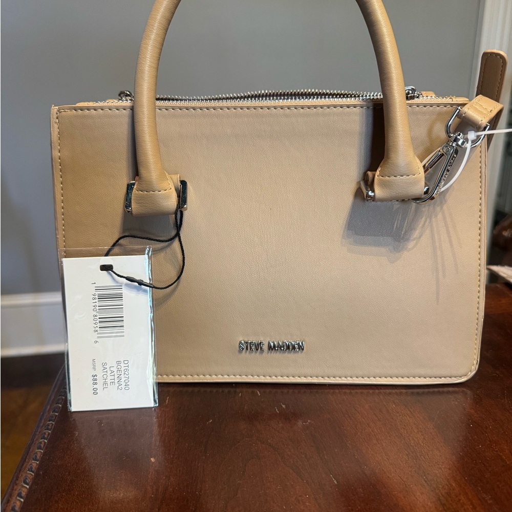 Steve Madden Taupe Satchel with Dual Top Handles